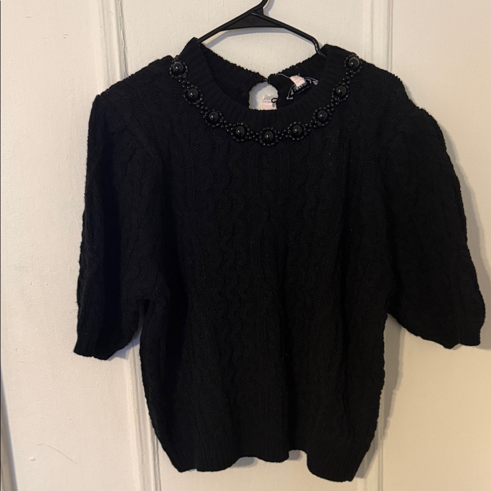 Nanette Lepore Black Beaded Sweater